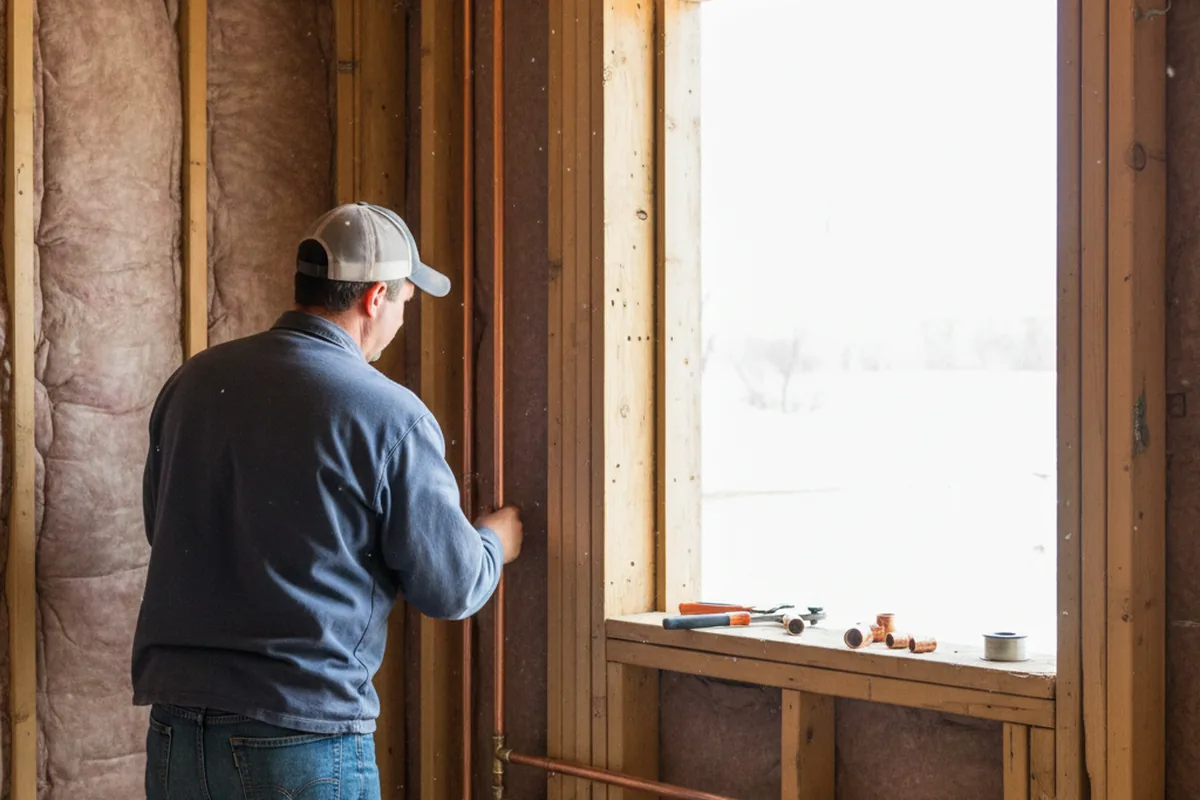 Licensed plumber running new copper supply lines in a Plain City home