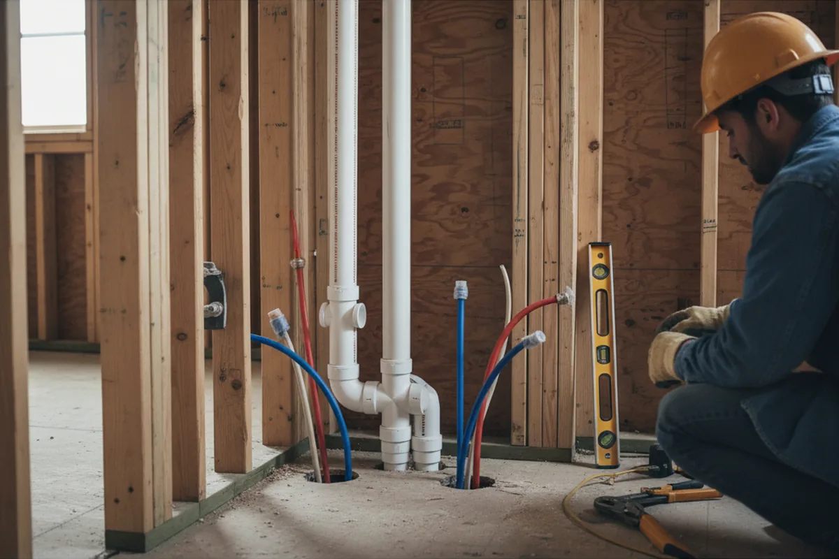 Drain and supply rough-in during Drain Cleaning in Plain City