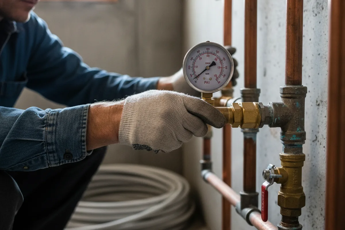 Pressure testing a repaired line during Water Line Repair in Plain City