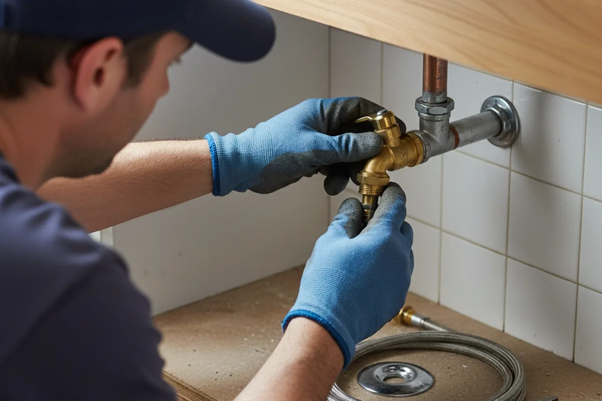 Shutoff valve and fitting work during Burst Pipe Repair in Plain City